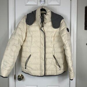Street One Authentic Garments cream/heather grey hooded quilted jacket large